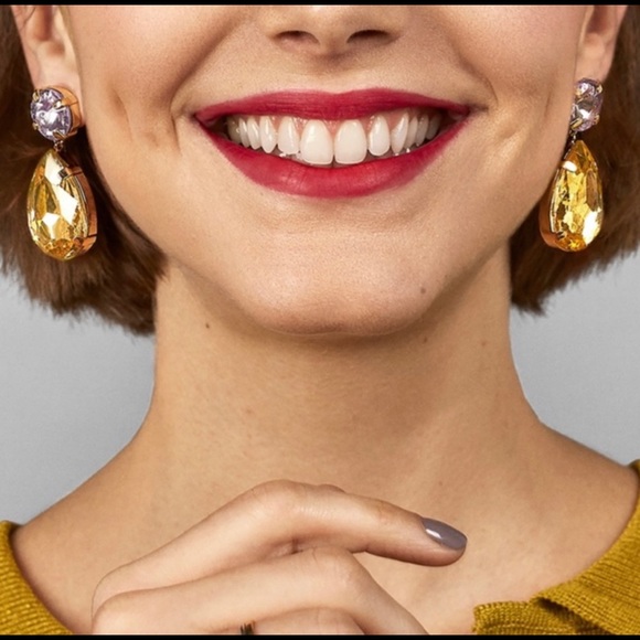 Baublebar Blush Crystal Statement Earrings Pastel Pink and Green - Picture 2 of 6